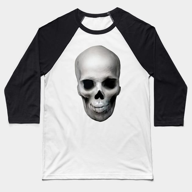 Skin merged Realistic Skull Baseball T-Shirt by amithachapa